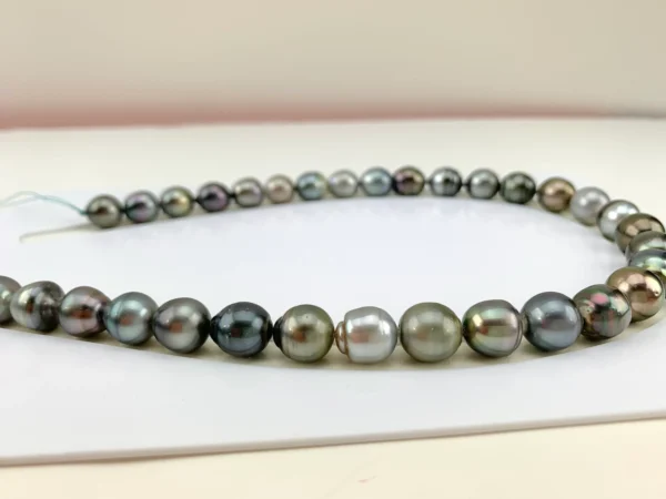 Tahitian Pearl necklace, Large Size Multi Color Cultured Tahitian Pearl necklace, 11-12.8 mm, Natural Color, Lot222345-1114-082522-3 - Image 9