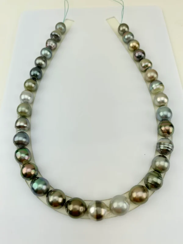 Tahitian Pearl necklace, Large Size Multi Color Cultured Tahitian Pearl necklace, 11-12.8 mm, Natural Color, Lot222345-1114-082522-3 - Image 4