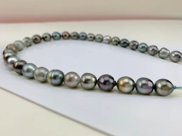 Tahitian Pearl necklace, Large Size Multi Color Cultured Tahitian Pearl necklace, 11-12.8 mm, Natural Color, Lot222345-1114-082522-3 - Image 6