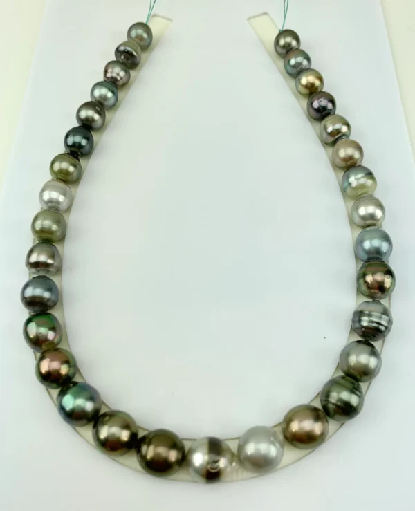 Tahitian Pearl necklace, Large Size Multi Color Cultured Tahitian Pearl necklace, 11-12.8 mm, Natural Color, Lot222345-1114-082522-3 - Image 7