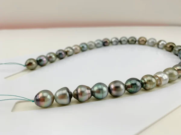 Tahitian Pearl necklace, Large Size Multi Color Cultured Tahitian Pearl necklace, 11-12.8 mm, Natural Color, Lot222345-1114-082522-3 - Image 8