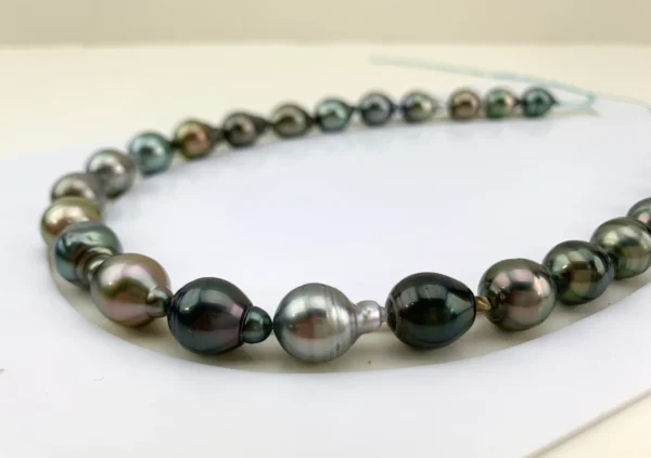 Tahitian Pearl necklace, Multi Color! 11-12.6 mm, Baroque/Circle Tahitian Cultured Pearl necklace, Lot222345-1114-082922-4 - Image 5