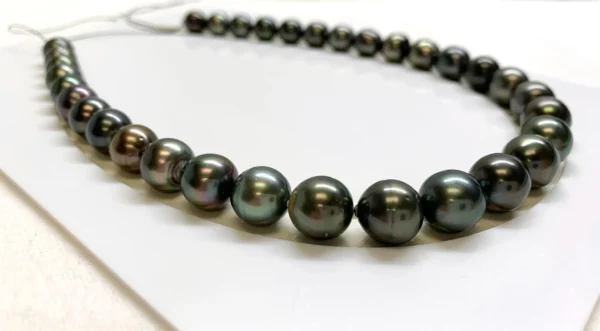 Tahitian Pearl Necklace,11.0-12.3 mm Oval Excellent Rich Dark Tone Tahitian Cultured pearl Necklace,wholesale pearls-Lot222345-1114-031225-2 - Image 3